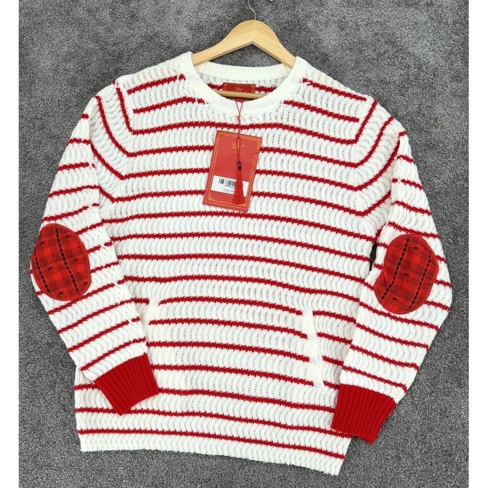 The Hideout Clothing Eternal Fortune Knit Sweater Lantern Red White Men XL NWT